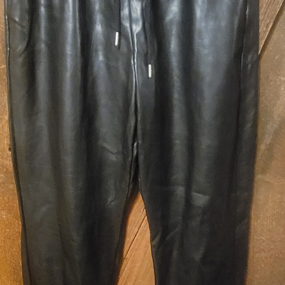 NEW BAGATELLE COLLECTION Black Faux Leather Joggers